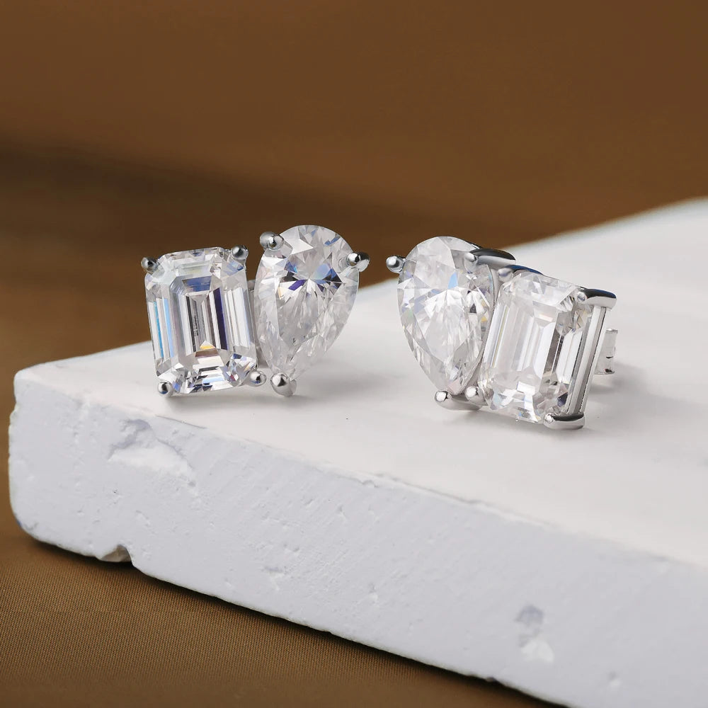 Emerald & Pear Moissanite Earrings