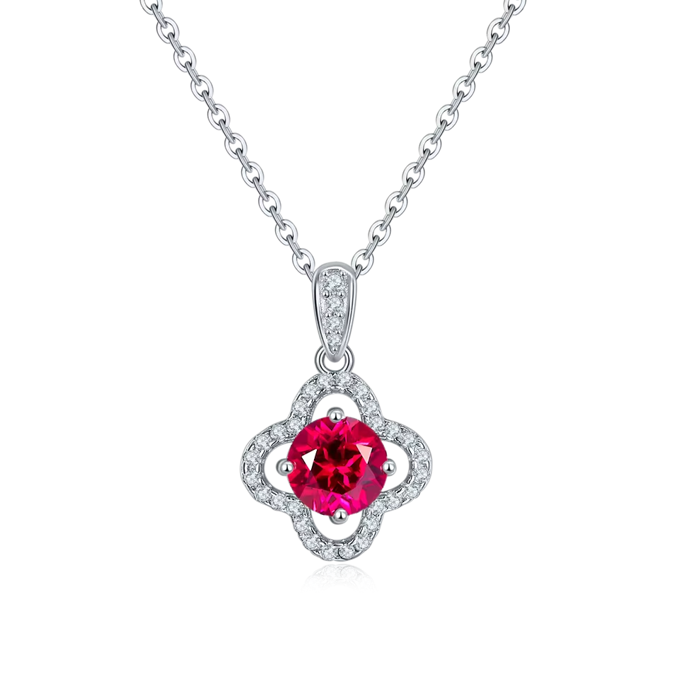 Moissanite and Ruby Necklace