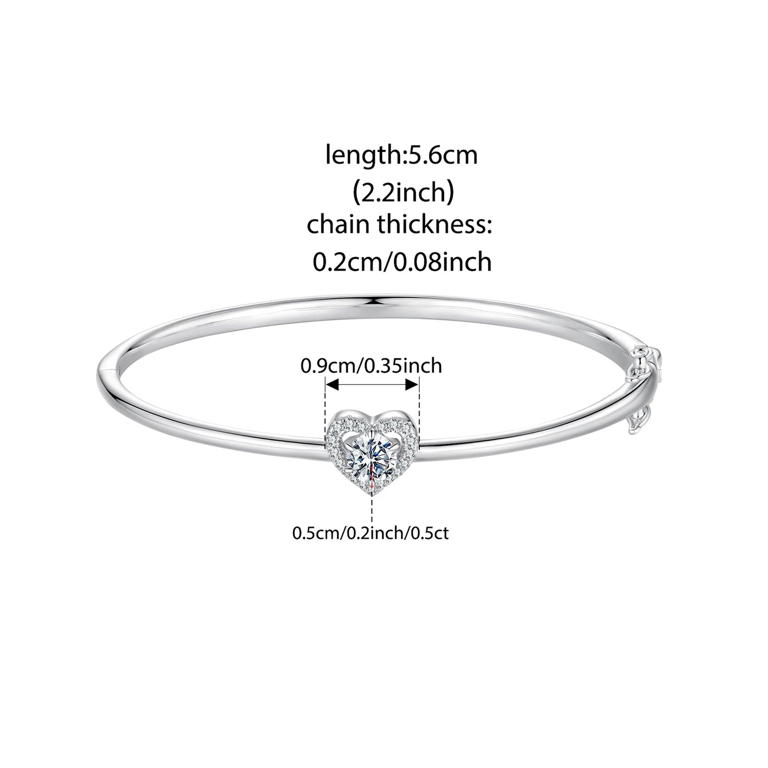 Hollow Heart Bracelet – Moissanite Radiance